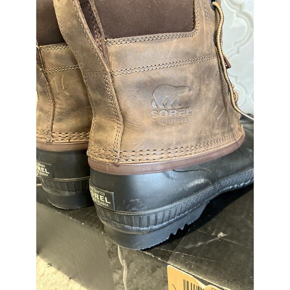 Sorel Cheyanne II Lace Duck Boots Tobacco Black Mens Size ***10 New - Picture 3 of 13